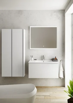 Plan vasque blanc en résine l.90 cm, Pura+