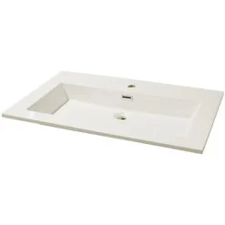 Plan vasque blanc en résine l.80 cm, Pamili