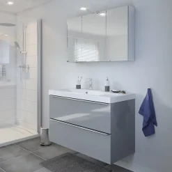 Plan vasque blanc en résine l.100 cm GoodHome Mila