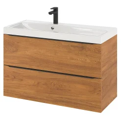 Plan vasque blanc en résine l.100 cm GoodHome Mila