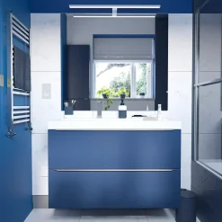 Plan vasque blanc en résine l.100 cm GoodHome Mila