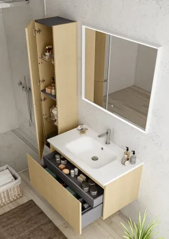 Plan vasque blanc mat en résine l.90 cm, Pura+