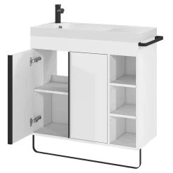 Plan vasque blanc satin en résine l.80,4 x P.36,2 cm, GoodHome Maza