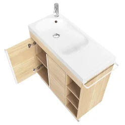 Plan vasque blanc satin en résine l.80,4 x P.36,2 cm, GoodHome Maza