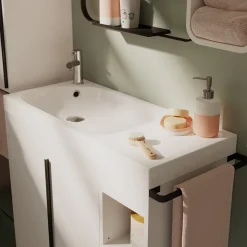 Plan vasque blanc satin en résine l.80,4 x P.36,2 cm, GoodHome Maza