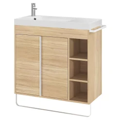 Plan vasque blanc satin en résine l.80,4 x P.36,2 cm, GoodHome Maza