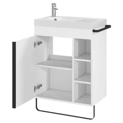 Plan vasque blanc satin en résine l.60,4 x P.36,2 cm, GoodHome Maza