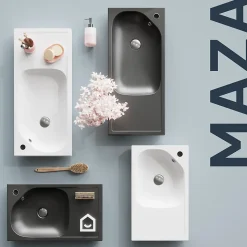 Plan vasque blanc satin en résine l.60,4 x P.36,2 cm, GoodHome Maza