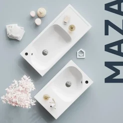 Plan vasque blanc satin en résine l.60,4 x P.36,2 cm, GoodHome Maza