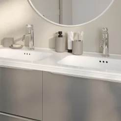 Plan vasque double blanc en céramique l.120 cm, GoodHome Endell
