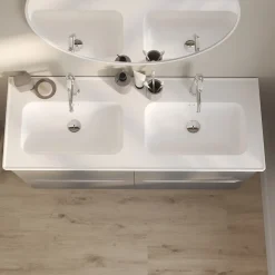 Plan vasque double blanc en céramique l.120 cm, GoodHome Endell