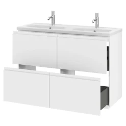 Plan vasque double l.120,6 x H.12,3 x P.45,2 cm, en céramique blanche, GoodHome levanna