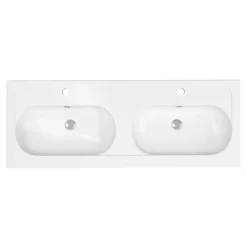 Plan vasque double l.120,6 x H.12,3 x P.45,2 cm, en céramique blanche, GoodHome levanna