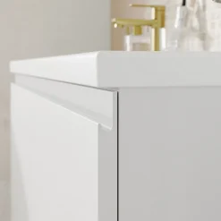 Plan vasque double l.120,6 x H.12,3 x P.45,2 cm, en céramique blanche, GoodHome levanna