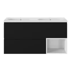 Plan vasque double l.120,6 x H.12,3 x P.45,2 cm, en céramique blanche, GoodHome levanna