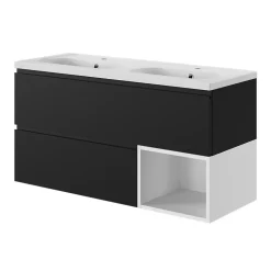 Plan vasque double l.120,6 x H.12,3 x P.45,2 cm, en céramique blanche, GoodHome levanna