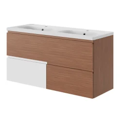 Plan vasque double l.120,6 x H.12,3 x P.45,2 cm, en céramique blanche, GoodHome levanna