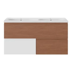 Plan vasque double l.120,6 x H.12,3 x P.45,2 cm, en céramique blanche, GoodHome levanna