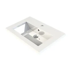 Plan vasque faible profondeur l.60 cm blanc en résine, Calao