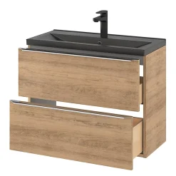 Plan vasque faible profondeur noir GoodHome Nira 80 cm