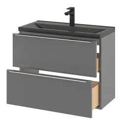 Plan vasque faible profondeur noir GoodHome Nira 80 cm