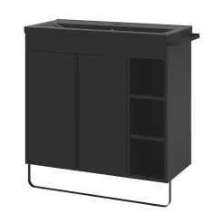 Plan vasque faible profondeur noir GoodHome Nira 80 cm