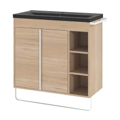 Plan vasque faible profondeur noir GoodHome Nira 80 cm