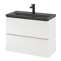 Plan vasque faible profondeur noir GoodHome Nira 80 cm