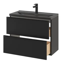 Plan vasque faible profondeur noir GoodHome Nira 80 cm
