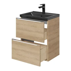 Plan vasque faible profondeur noir GoodHome Nira 50 cm