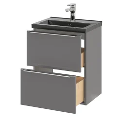 Plan vasque faible profondeur noir GoodHome Nira 50 cm