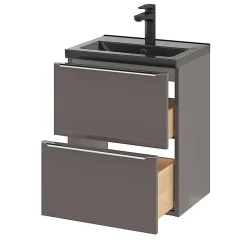 Plan vasque faible profondeur noir GoodHome Nira 50 cm