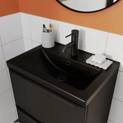 Plan vasque faible profondeur noir GoodHome Nira 50 cm
