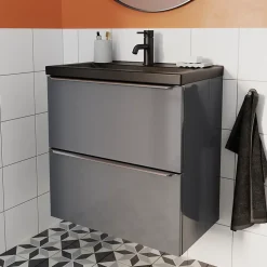 Plan vasque faible profondeur noir GoodHome Nira 60 cm