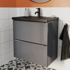 Plan vasque faible profondeur noir GoodHome Nira 60 cm