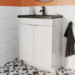 Plan vasque faible profondeur noir GoodHome Nira 60 cm