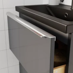 Plan vasque faible profondeur noir GoodHome Nira 60 cm
