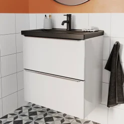Plan vasque faible profondeur noir GoodHome Nira 60 cm
