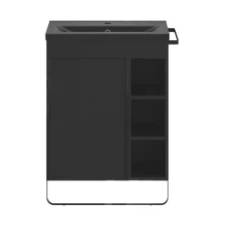 Plan vasque faible profondeur noir GoodHome Nira 60 cm