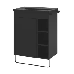 Plan vasque faible profondeur noir GoodHome Nira 60 cm