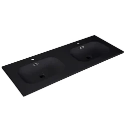 Plan vasque intégré en résine de synthèse ENIO 140cm noir