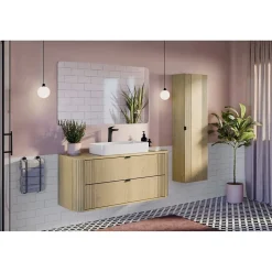 Plan vasque KORI 120 cm chene clair Accessoire pour meuble sous vasque