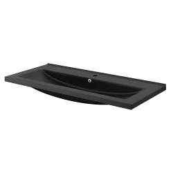 Plan vasque l.100 cm GoodHome Nira en porcelaine vitrifié coloris noir