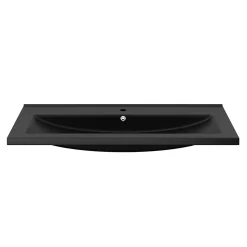 Plan vasque l.100 cm GoodHome Nira en porcelaine vitrifié coloris noir