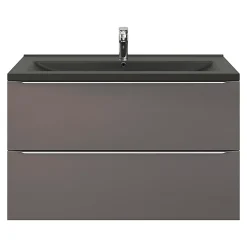 Plan vasque l.100 cm GoodHome Nira en porcelaine vitrifié coloris noir