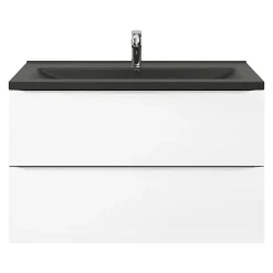 Plan vasque l.100 cm GoodHome Nira en porcelaine vitrifié coloris noir