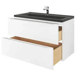 Plan vasque l.100 cm GoodHome Nira en porcelaine vitrifié coloris noir