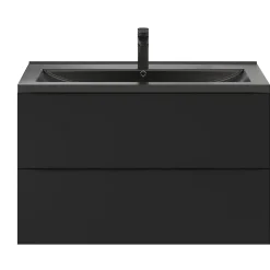 Plan vasque l.100 cm GoodHome Nira en porcelaine vitrifié coloris noir