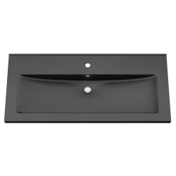 Plan vasque l.100 cm GoodHome Nira en porcelaine vitrifié coloris noir