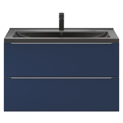 Plan vasque l.100 cm GoodHome Nira en porcelaine vitrifié coloris noir